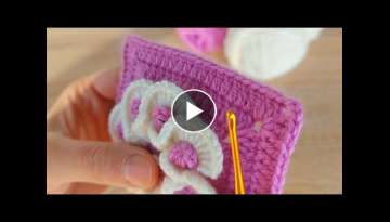 How to make a 3D square motif Crochet knitted blanket bedspread model