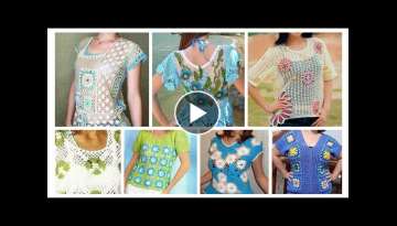 Vintages Crochet Top Pattern/Cute Crochet knitted Granny Square Style Patchwork Croptop blouse dr...