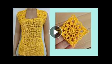 KNITTING A BLOUSE from square motifs SIMPLE crochet for beginners SCHEME square CROCHET