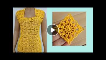KNITTING A BLOUSE from square motifs SIMPLE crochet for beginners SCHEME square CROCHET KNITTING A BLOUSE from square motifs SIMPLE crochet for beginners SCHEME square CROCHET
