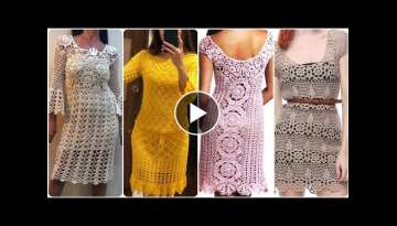 Top 40 Easy crochet Hand knit Short Midi Dress/A-Line Dress/Skater Dress