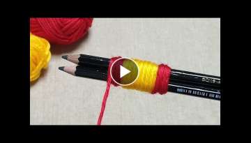 Awesome Flower Craft Ideas with Woolen - Amazing Hand Embroidery Flowers Design Trick
