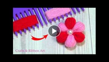 Amazing Woolen Flower Ideas with Hair Comb - Easy Trick - Hand Embroidery Design - Yarn Flowers