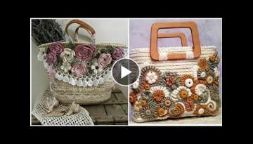 High Standard Crochet Hand Bags Designs Patterns With Crochet Flower Applique