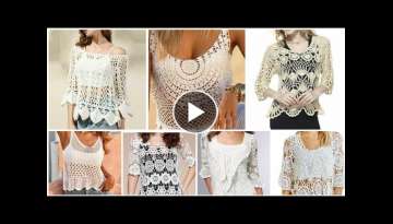 Latest designer Cute crochet lace flower pattern women fashion crop top blouse design/Vintage dr...
