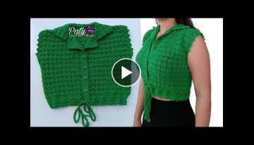 Crochet Polo Blouse (PP, S, M, L and XL)