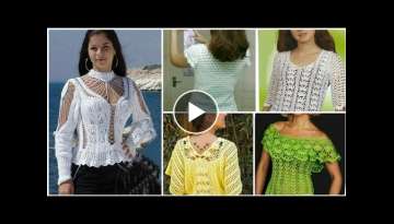 Trendy designer cute crochet doily lace pattern fancy top blouse for modern girls/Boho crochet to...