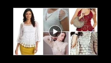 Trendy fashion crochet knitted doily lace pattern fancy top blouse for high fashion ladies.
