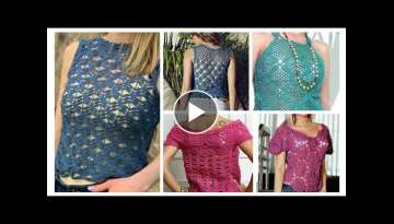 Most Beautiful &Creative Fashion Designer Crochet Embroidered Lace pattern CropTop Blouse