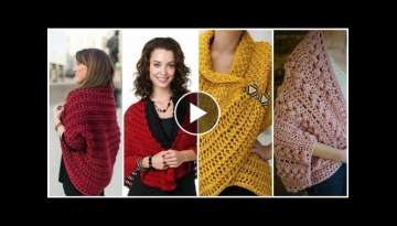 Trendy designer crochet knitted cardigan style shoulder wrape design for girls