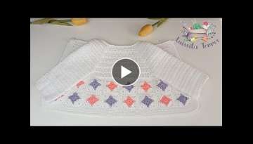 KNITTED SWEATER WITH 16 GRANNY SQUARES TO CROCHET STEP BY STEP EASY AND QUICK KNITTING YOU WILL L...