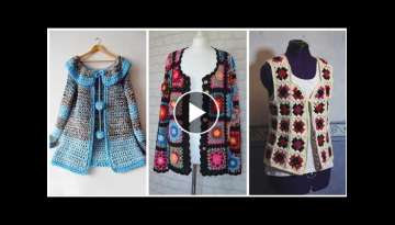 Outstanding And Impressive Crochet Knitting Granny's square Pattern Cardigan Vest jacket Designe