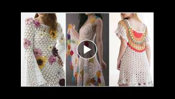 Latest fashion & Beautiful crochet knitted granny square style patchwork Top blouss & Vistdeo dre...