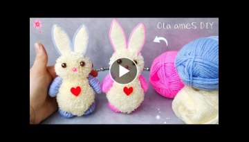 Super Easy Cute Bunny Making Idea - DIY Rabbit Symbol 2023 with Yarn- Woolen Bunny Making at Home
