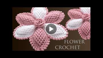 Como hacer flores gigantes con rosa 3D a Crochet para centro de mesa tejido facil Como hacer flores gigantes con rosa 3D a Crochet para centro de mesa tejido facil