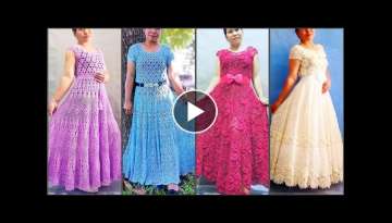 Fantastic Crochet Bridal Maxi Dresses/Handmade Crochet Long Frock design Ideas2022