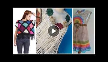 Latest beautifull 43 trending crochet knitting blouse, ponchos & capelet design