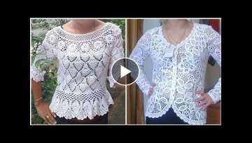 Very Demanding Trendy Crochet Flower Lace Pattern Blouse And Top Design For Ladies
