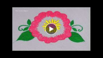 Hand Embroidery Flower Design Tutorial, Flower Embroidery Idea, Flower Design for Pillow Cover