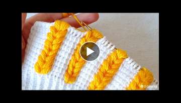 Tunus işi iki renkli Başak örgü modeli tunicana crochet