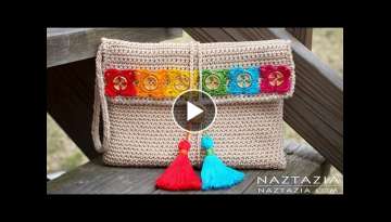HOW to CROCHET BOHEMIAN CLUTCH BAG - Boho Evening Hand Bag Bolsa