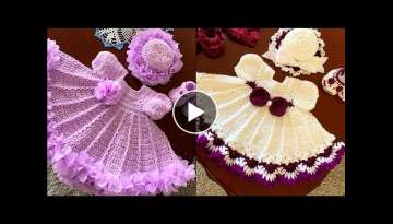 Most Beautiful Crochet Fairy Tail Aline Little Girls Frock design/Crochet Winter Frock design