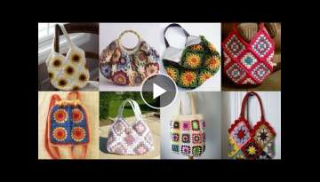 Top stylish and trendy crochet granny squares hand bags designs and patterns for ladies