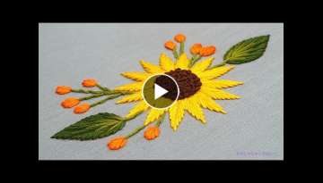 Hand Embroidery Sun Flower Projection, How to Complete a Embroidery Project Step by Step