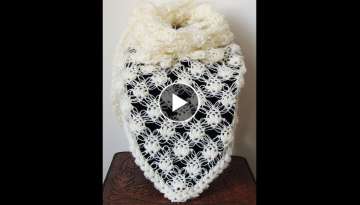 Crochet : Punto Esponjoso y Salomon. Chal en V. Parte 1 de 2