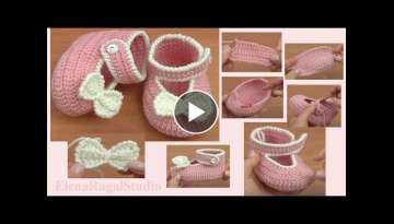 Crochet Baby Shoes Sole Tutorial 37 Part 1 of 2