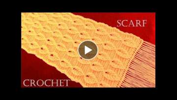 Como tejer a Crochet o Ganchillo bufanda chalina en punto de hojas en relieve