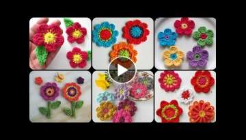 Super Classy And Stunning Crochet Colorful Handmade Flowers Applique Design