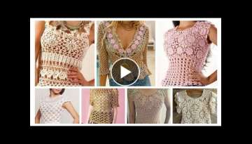 Very Beautiful Fancy Cotton Crochet knitted Embroidered Lace Pattern CropTop Blouse Dress For Gir...