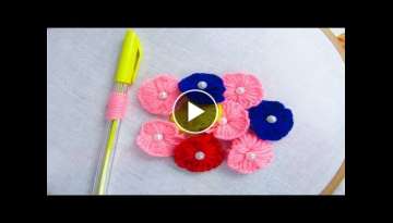 Hand Embroidery Amazing Trick# Sewing Hack with pen# Amazing flower embroidery trick