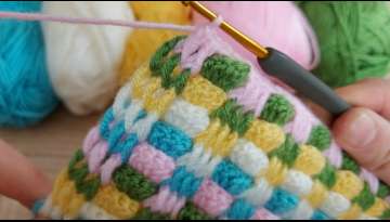 Crochet colorful 3d pattern
