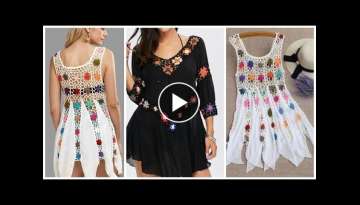 Trendy fashion crochet hand knitted dresses,,short and top designes for girls