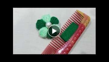 Hand Embroidery:Wow Super Easy Wool Flower Double Colour Trick Make With Hair comb,Sewing Hack