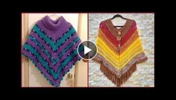 Super Stylish And Stunning Crochet Colorful Handmade Poncho /Shawl Design