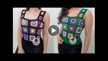 Square crochet blouse / motifs XS,S,M,L and XL