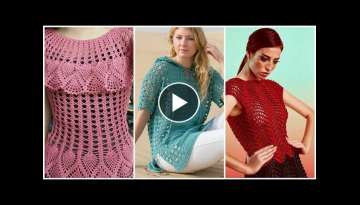 Unique and beautiful hand knitted crochet flower pattern top blouse dress design