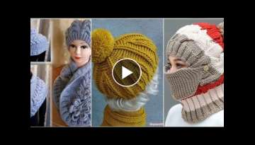 Winter hand-knitted women's beret, hat models //crochet lace