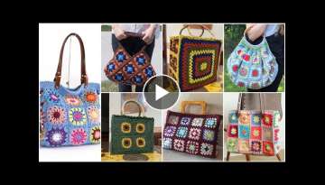 Boho style multicoloured crochet bag/shoulder bag/big size bag designs