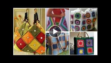 Most beautiful 35 Amazing granny sequare pattern hand bag design/Women fashion Tote bags/Beach ba...