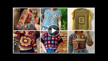 Latest & Very Popular Elegant Lace Crochet Granny Knitting Square Blouse Designe