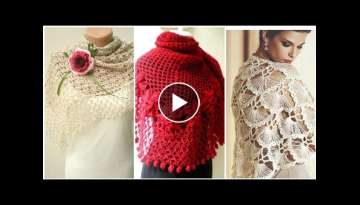 Stylish designer hand made crochet lace flower pattern bridal shawls design for women fashion