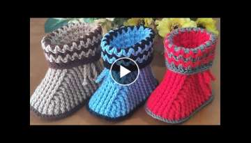 Botinha em croche para bebes O a 1 ano crochet baby booties Botinha em croche para bebes O a 1 ano crochet baby booties