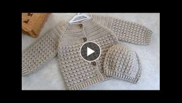 Easy Crochet Baby Cardigan/Baby Boy Jacket/1 Year