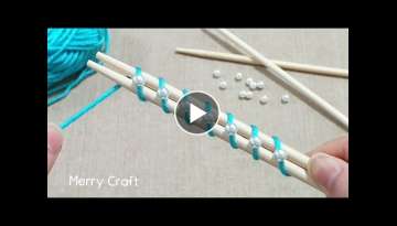 Easy Woolen Flower Making Idea with Chopsticks - Hand Embroidery Amazing Trick - DIY Wool Design